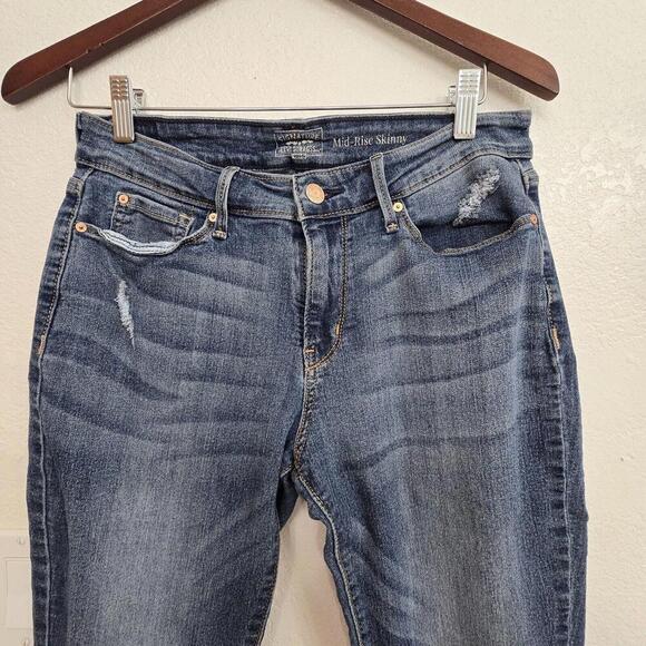 Levi's Signature Gold Jeans Women's 6 Mid-Rise Skinny 28.5" Inseam Distress - Picture 3 of 7